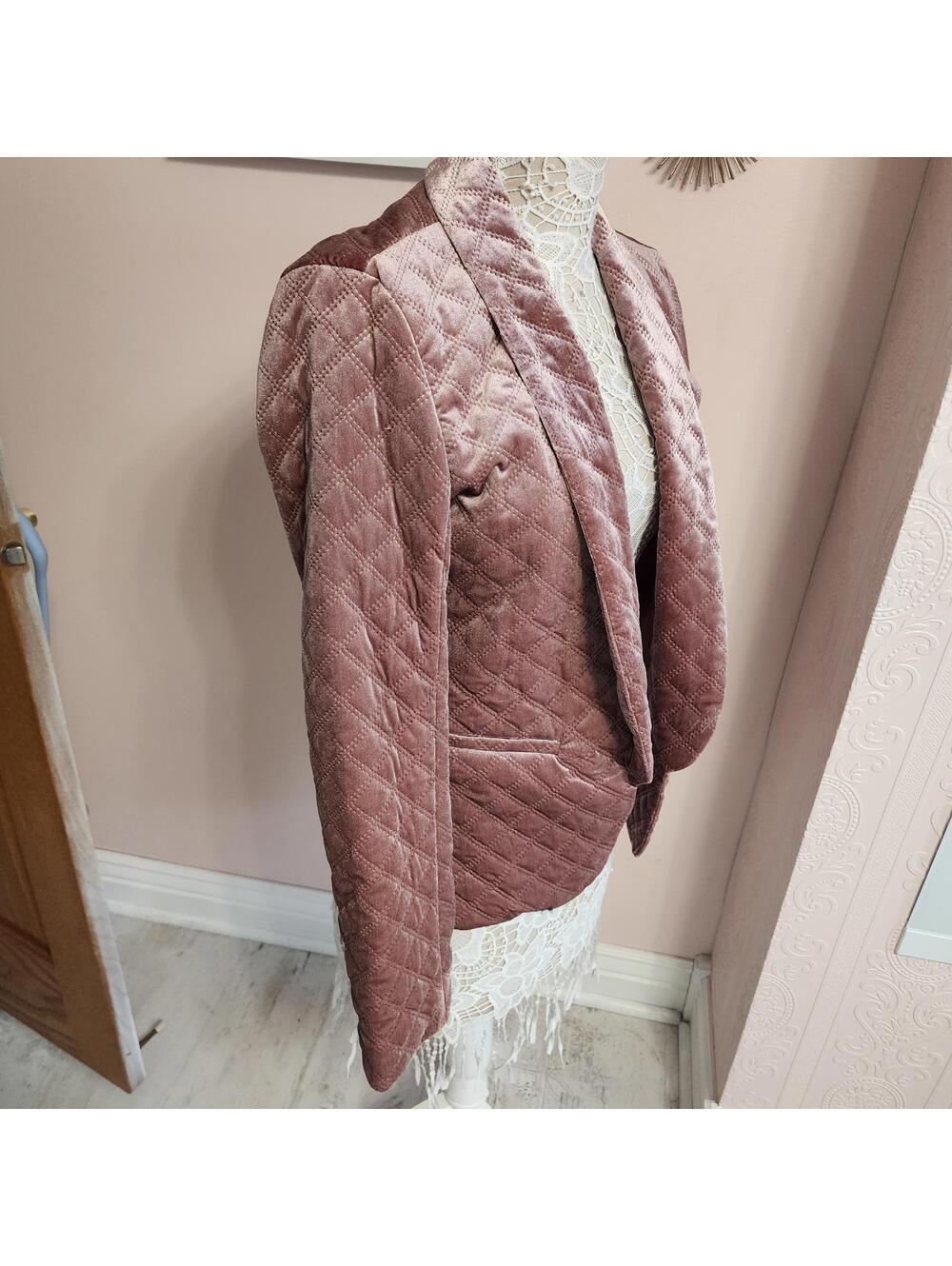 NWT Willow & Clay velvet pink XS Mauve Quilted Blazer JACKET